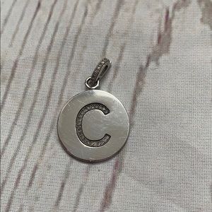 Sterling Silver & Diamond “C” initial pendant charm